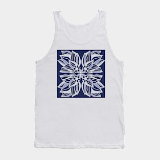 Symmetrical Purple and White Flower Design Tank Top